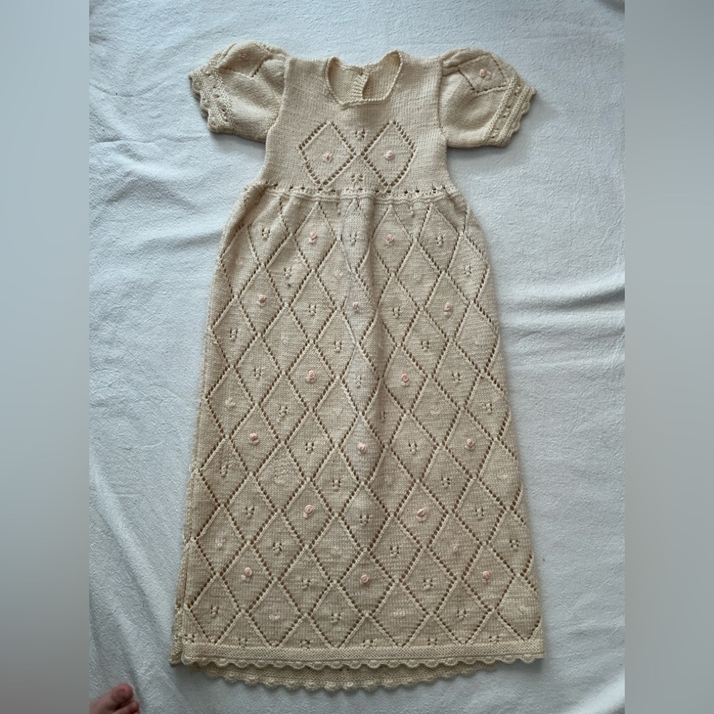 Vintage Elegant Cream Knit Dress